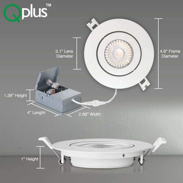 QPLUS 4 Inch 5000K Adjustable Eyeball Gimbal LED Recessed Light